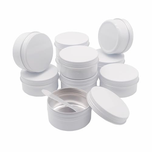 Wopanxye 10 Stück 80g Weiß runde Metalldosen in Reisegröße, 80ml Reisen Aluminium dosen mit Schraub deckel für Make-up Kosmetik Proben, Nägel, Lipgloss-Balsam, Salbe, Gewürze, Süßigkeiten, Kerze, Tee