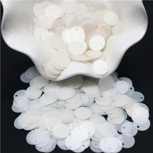 Lose PVC-Pailletten mit Loch, Pailletten, 20 mm, lose, runde, große silberne Pailletten, 2 cm Löcher, Konfetti, DIY, Hochzeit, Schmuck, Kleidung, Taschenzubehör, S, 10 g(Matte white,20mm 10g)