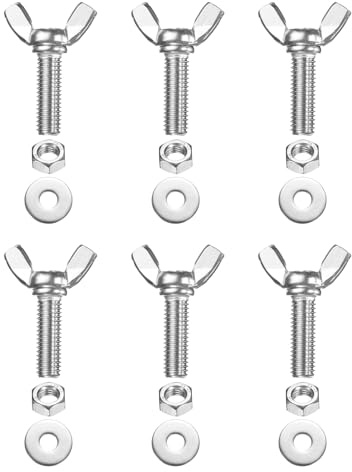 PATIKIL M8-1.25 x 25 mm Wing Butterfly Screw, 6 Pcs 304 Stainless Steel Wing Nuts and Bolts Machine Fastener Thumb Hand Screws for Electronic Equipment DIY Tools, Silver