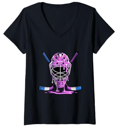 Femme Casque de Hockey Violet pour garçons T-Shirt avec Col en V