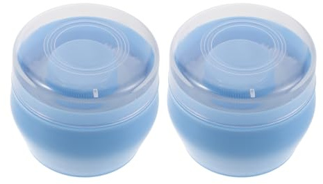 HAMPPLIES 2 St Babypulverpuff med Påfyllningsbar Behållare Puff för Kroppspuder Resevänlig Dispenser för Pojke för Barnkammare och Blöjväskan Himmelsblå Färg