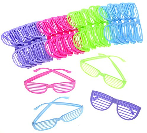 PowerTRC 24 Pack 80's Sunglasses For Kids Shutter Shades Assorted Colors | Party Favors, Goodie Bag Fillers, Beach Pool Supplies