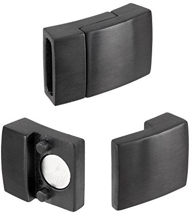 AURORIS - Magnetverschluss aus Edelstahl MATT-SCHWARZ - Loch 10x2,5mm, 3 Stück
