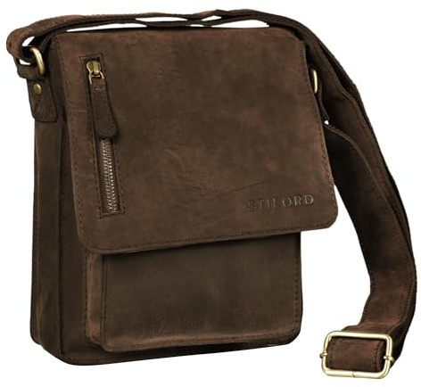 STILORD Herren-Umhängetasche braun - Kleine Vintage Schultertasche - 8,4 Zoll Messenger-Bag - Tablettasche aus echtem Büffel-Leder 'Finn'