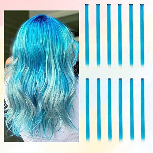 BARSDAR 12 Stück Farbige Haarverlängerungen, Highlights 21 Zoll Glattes langes Haarteile Haarsträhnen Zum Einklipsen Farbiger Clip in Haarverlängerungen Extensions Bunt für Frauen