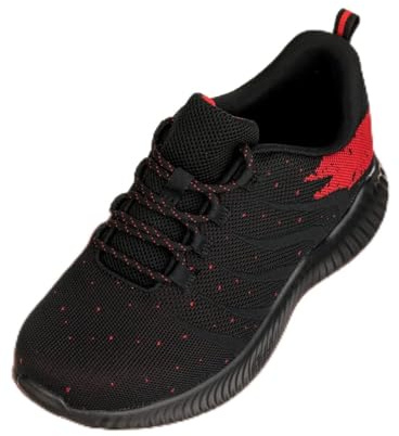 CALTO Osynliga höjdökande hissskor för män – extremt lätt sportig sneaker – 6 cm lång, Svart, rött, 8 UK