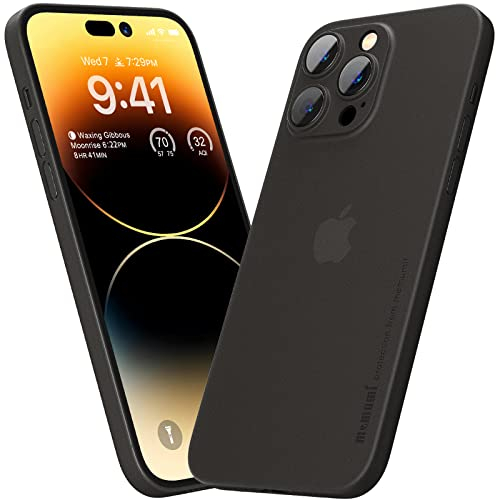 memumi Hülle kompatibel mit iPhone 14 Pro, Mehrweg 0.3 mm dick Slim Fit, Mattes Finish [Stoßfest, rutschfest, Kratzfest] Schutzhülle Extra Dünn Hardcase kompatibel mit iPhone 14 Pro -Trans-Schwarz