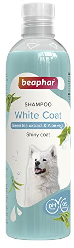 Beaphar - White Coat Dog Shampoo For Dogs 250ml - Enriched With Green Tea Extract & Aloe Vera - Helps Maintain a Bright & Clean Coat For White & Light-Haired Dogs - Vegan, Mild & pH-Neutral Shampoo