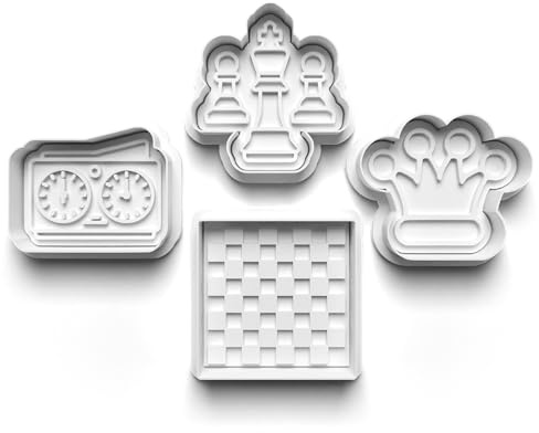 Juego de cortadores de galletas, juego de 4 piezas de ajedrez, sello de galletas, cortador de galletas, molde de masa de fondant para niños, para hacer galletas