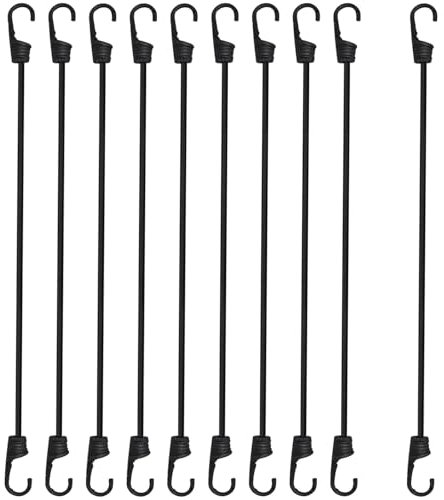 10 Pièces Tendeurs Elastique avec Crochets, Cordes Tendeur Elastique,Sangle Elastique,60CM Elastique Résistant Sandow Elastique pour Sécuriser Les Bagages, Les Campements, Les Motos (60 CM)