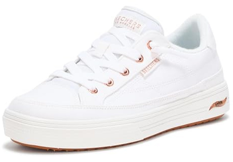 Skechers Women's Arch Fit Arcade-Meet Ya There Sneaker, White, 8.5 Wide