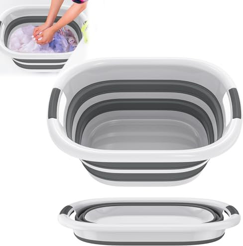 XINZI Cesto portabiancheria pieghevole da 26 l, in PP+TPE, Collapsible Laundry Basket, contenitore salvaspazio con manici, contenitore portatile per il lavaggio a secco