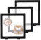 CAIYA 3 Stück Schweberahmen Displayrahmen Transparenter Münzen Display Rahmen mit Basis Schwimmenden Schmuck Box für Schmuck, Medaillen, Münzen, Halskette, Ring, Specimens (14 X 14 cm, Schwarz)