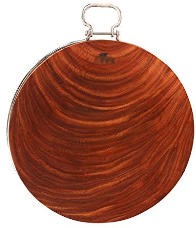 GLJTUO Tabla De Cortar Tabla De Cortar Auténtica Tabla De Cortar Hierro Madera 5 Cm De Espesor Y Madera Maciza Redonda Cocina Hogar Y Tabla De Trinchar De Madera para Carne/Ver,39 * 4cm