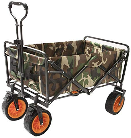 Carrello pieghevole portatile da giardino e spiaggia, carrello a mano per esterni, resistente, per shopping, campeggio, pesca, rimorchio per bagagli ad alta capacità