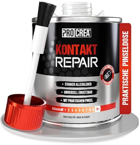 PROCREA® Kontaktkleber Kontakt Repair [inkl. Pinseldose] Extra starker & wasserfester Schuhkleber, Sohlenkleber, Planenkleber, Lederkleber, Gummikleber, Filzkleber, Metallkleber - Profi-Qualität