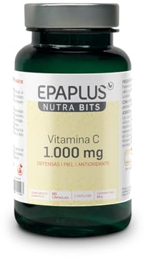 EPAPLUS Nutrabits Vitamina C 1000 mg Cápsulas | Apoyo al Sistema Inmunitario | Reducción del Cansancio y la Fatiga | Antioxidante | Contribuye a la Formación de Colágeno | 60 Cápsulas Veganas