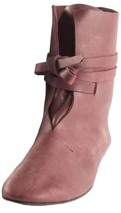 Botas Medievales de Cuero PU Retro Mujeres Hombres Caballero Pirata Disfraz Tobillo Corto Botas de Fondo Plano Zapatos de Vendaje Gótico para Cosplay Fiesta de Carnaval