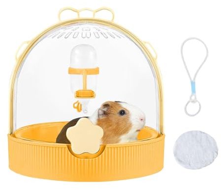 Small Animal Transport Box, Dwarf Hamster Travel Cage, Hedgehog Transport Container, Clear Pet Accessories with Water Bottle for Hedgehog, Ferrets, Mice, Chinchilla, Camping, Holiday, Travel - For