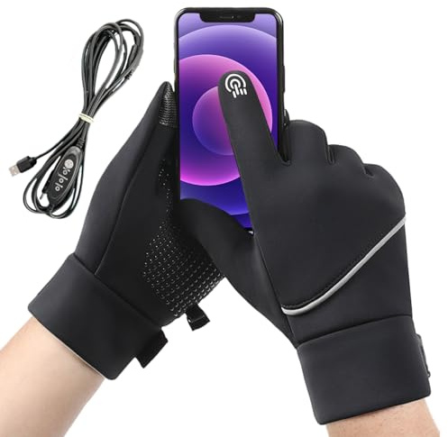 Birtern Beheizte Handschuhe, USB-Heizung, Winter, Thermo-Fäustlinge, Touchscreen, winddicht, wasserdicht, Thermohandschuhe für Damen und Herren, Laufen, Outdoor, Bergsteigen, Skifahren