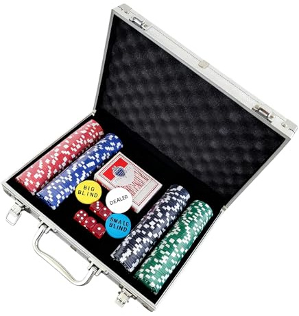 Pokerchipset - Professionell kasinosats, polletter utan valör, hållbara spelbitar, premiumkorttillbehör | Komplett spelkollektion för entusiaster Män Kvinnor Vuxna Hemreseunderhållning