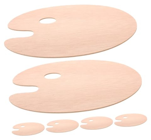 TIDTALEO 6 St Oval Träpalett för Måleri med Tumgrepp Robust och Elegant Träpalett för Akvarell Olja och Gouache för Konstnärer och Färgblandning