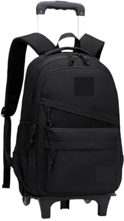 YILWPV skolväska med hjul vagn ryggsäck med bagage rullande nylon med för tonåringar, 2 hjul svart, En storlek, bohemisk