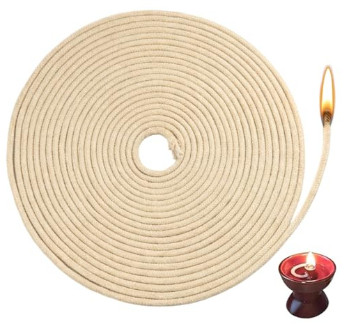 ikBrtaiay Mèche Lampes à Huile 10m X Ø 4mm, Mèche Lampe à Pétrole, Meches Bougies, Mèche de Rechange pour Lampe à Alcool, Poêles à Paraffine, Fabrication de Bougies, DIY