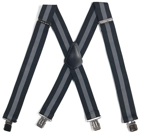 Carhartt Men's Rugged Flex Elastic Two-Tone Suspenders, Black/Steel Stripe, One Size