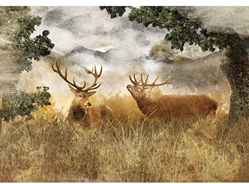 Runa Art Papel tapiz fotográfico ciervos naturales Moderna Lana Sala Cuarto Salón - Made in Germany - marrón 9272010a