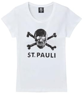 FC St. Pauli T-Shirt - tailliert Totenkopf Weiss - Größe S