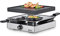 Spring CLASSIC Raclette 4 Personen Silber, Tischgrill elektrisch, Antihaftbeschichtete Alu-Grillplatte, 4 Pfännchen & Raclette Schaber, Abstellebene, 22,5×21,5×13,5cm, Raclette Grill