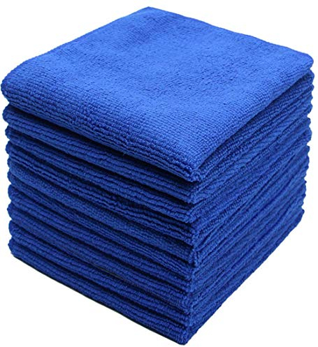 HIDMD Chiffons de Nettoyage en Microfibre, Serviettes de Nettoyage Tout Usage pour Polissage, séchage, Cirage, dépoussiérage, Lot de 10, 30 cm x 30 cm Bleu