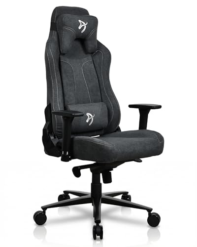 Arozzi Vernazza Chaise Gaming Ergonomique - Tissu Doux, Chaise de Bureau Ajustable, Grand Siège Spacieux avec Coussins de Soutien - Design Suédois pour Bureau à Domicile, Gris Foncé