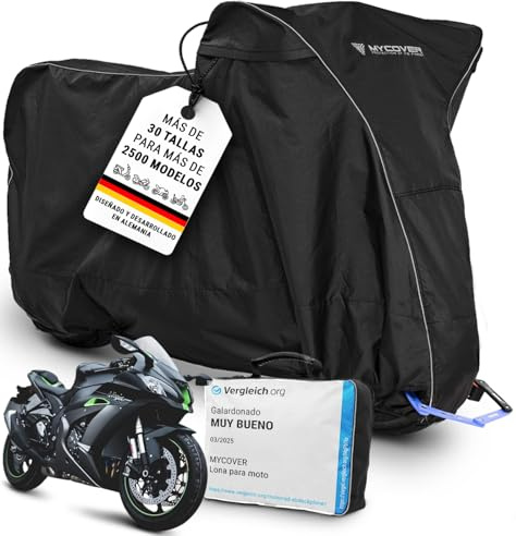 MYCOVER handgefertigte Premium Motorrad Abdeckplane – 30 Größen für über 2500 Modelle – 100% passgenau, wasserdicht, Winterfest & extrem reißfest – Indoor & Outdoor - Größe L (L235xB100xH120)