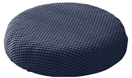 IMIKEYA Hocker Bezug Runde, Durchmesser 30-40cm Barhockerbezug Rund Hochelastischer Waschbar Drehstuhlhockerbezug Runde Hockerbezug Staubdicht Stuhlbezug, Dunkelblau