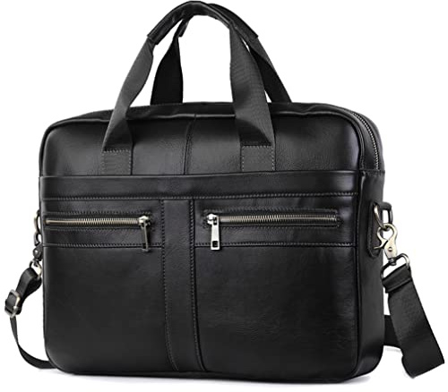 SPAHER Portadocumentos Hombre Cuero Portafolios Hombre Maletin Portatil 15,6 Pulgadas Maletín Ordenador Maletín de Trabajo Cuero Bolso Trabajo Bolso Negocios para Hombre