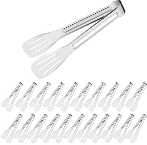 MABAHON - Confezione da 22 pinze da buffet, pinze da cucina in acciaio inox da 17,8 cm, pinze da buffet per cucinare, per pasta, insalata, barbecue, torte, casa, compleanno, matrimonio, festa a tema
