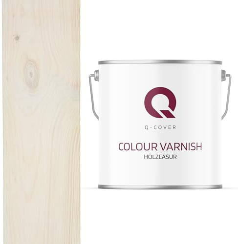 Q-Cover Holzlasur Weiß 5L (ca.25m²-1 Anstrich) Satin Holzschutz Holzschutzlasur Lasur Wasserbasierte Innen Außen Lasur Abperleffekt Für Holz