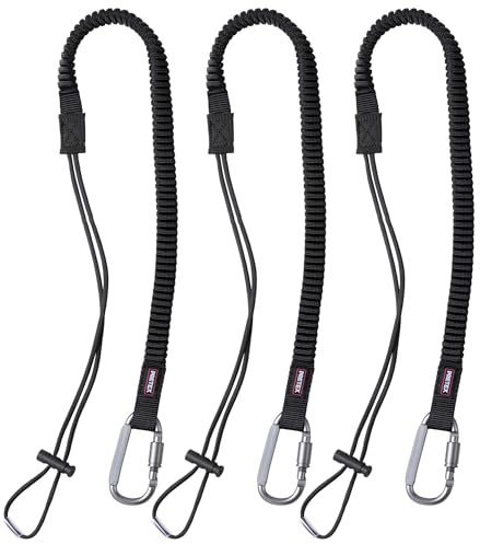 PRETEX Tool Tether - Extra Strong Carabiner Strap Heavy Duty Use - Safety Lanyard for Work Tools Construction Scaffold Arborist Equipment - 20kg (44.1lb) Load Capacity - Set of 3