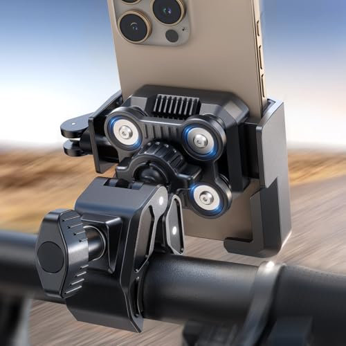 JOYROOM Handyhalterung Fahrrad & Motorrad – [2025 Upgrade 4-Punkt Vibrationsgedämpft] Smartphone Halterung Fahrradlenker, Handyhalterung Motorrad Anti-Vibration für iPhone 17/16 & Samsung S24(4,7-7)