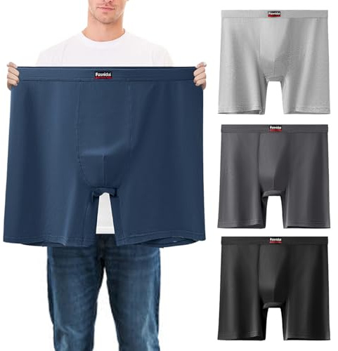 MASHANGGOU Lot de 3 boxers à jambe longue pour homme, anti-frottements, en coton extensible, respirant, pour le sport, la course à pied