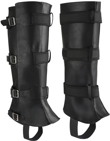 FORNYIN Black Men's Costume Boot Cover Renaissance Pirate Boots Cover PU Leather Steampunk Shoes Cover,Viking Medieval Boot Cover Leg Gaiters Cosplay Accessary