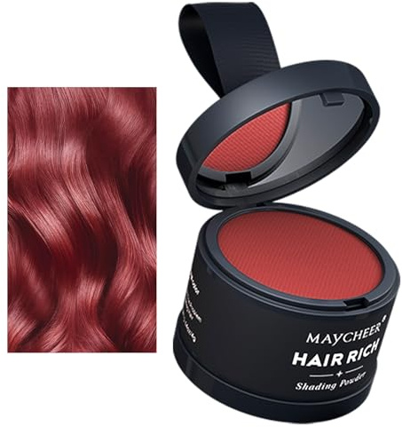HISUNBEN Polvere istantanea per l'attaccatura dei capelli, antivento e a prova di sudore, correttore per ritocchi e radici dei capelli, correttore professionale con specchio e soffio (rosso vivace)