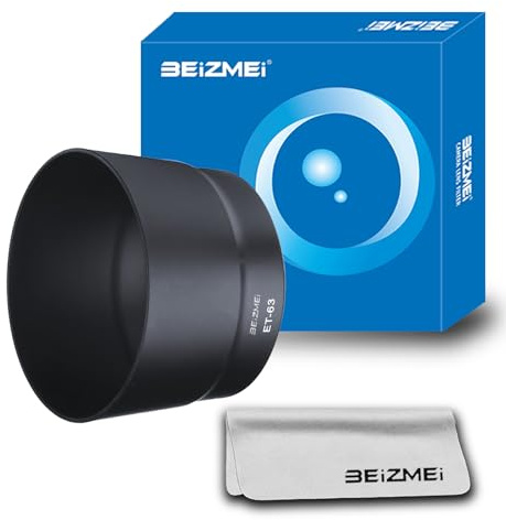 Pare-Soleil/Accessoire ET-63 pour objectifs d'appareil Photo,Compatibilité avec Les objectifs EF-S 55-250 mm f/4-5.6 is STM,+Chiffon de Nettoyage pour objectifs