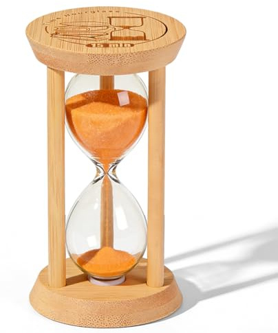Reloj de arena de madera y cristal, temporizador de 15 minutos, temporizador de reloj de arena para niños y adultos, relojes de arena para cocinar, aprender, cepillarse los dientes, tiempo de juego