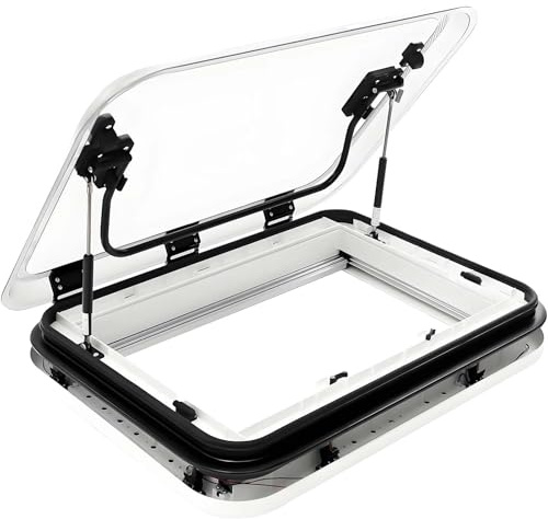 Ventana de Techo de Camper,Ojo de Buey para Camping-Car Deslizante,Interior ABS/Marco Aluminio,Acrílico de Doble Capa,Persiana/Red,Fácil Instalación para Remolques/Caravanas(700*500mm)
