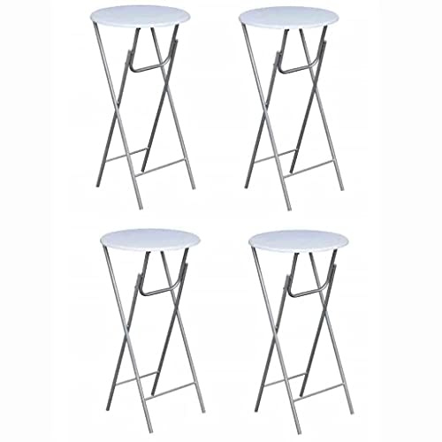 Zenithz Ståbord, uppsättning om 4, vikbart, vitt, Ø 60 cm, barbord, runt och platsbesparande, bistrobord, 112 cm högt, stabilt högbord och festbord för trädgård, kök, bröllop och gastronomi – MDF och