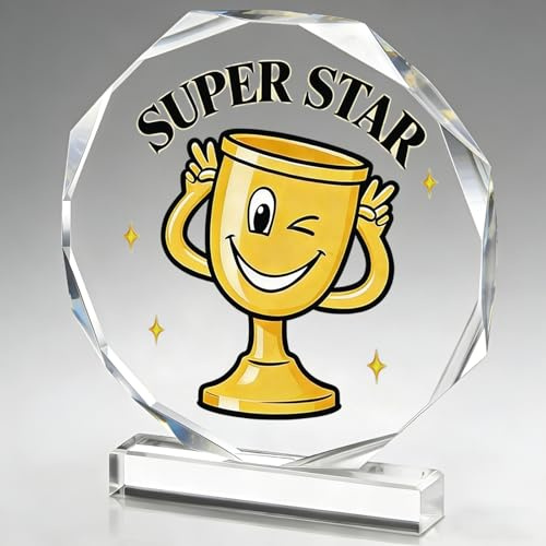 DOUOAUO Award Trophy Super Star Trophy – Acrylic Championship Trophy Award, 4.72 x 5.27 Inches – Suitable for Kids, Students, Adults, School Graduation Ceremonies, Competitions and More