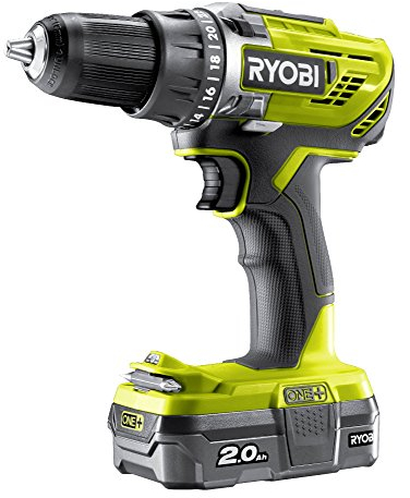 RYOBI R18DD3-120S One Plus Cordless Drill Driver Starter Kit, 18 V, Hyper Green
